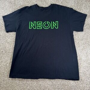 NEON Size XL Mens Crew Neck Cotton Black Short Sleeve Graphic T Shirt